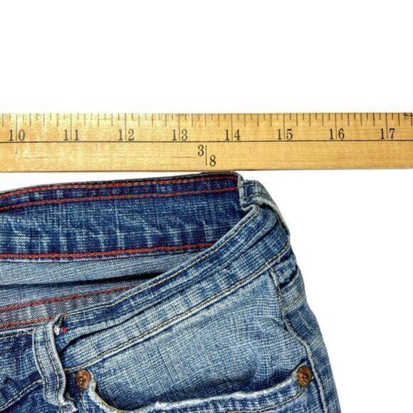 !It Jeans Distressed Paint Splatter Jeans Womens Size 11/12 Blue Denim Pants Y2K - Picture 9 of 13